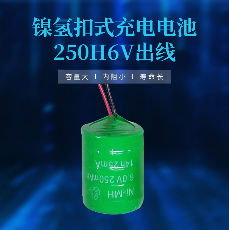 250H 6V帶線鎳氫扣式電池海報
