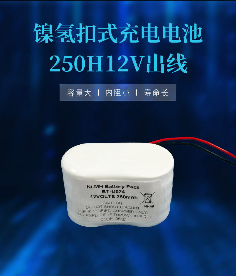 250H12V帶線鎳氫電池海報